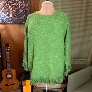 Dialogue Fringe Bright Green Sweater (Size 2X) - NWT